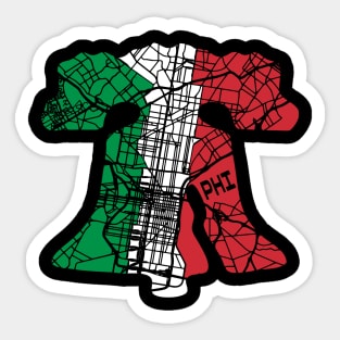 Vintage Italian Flag Liberty Bell Philly Fan Philadelphia Map Original Sticker